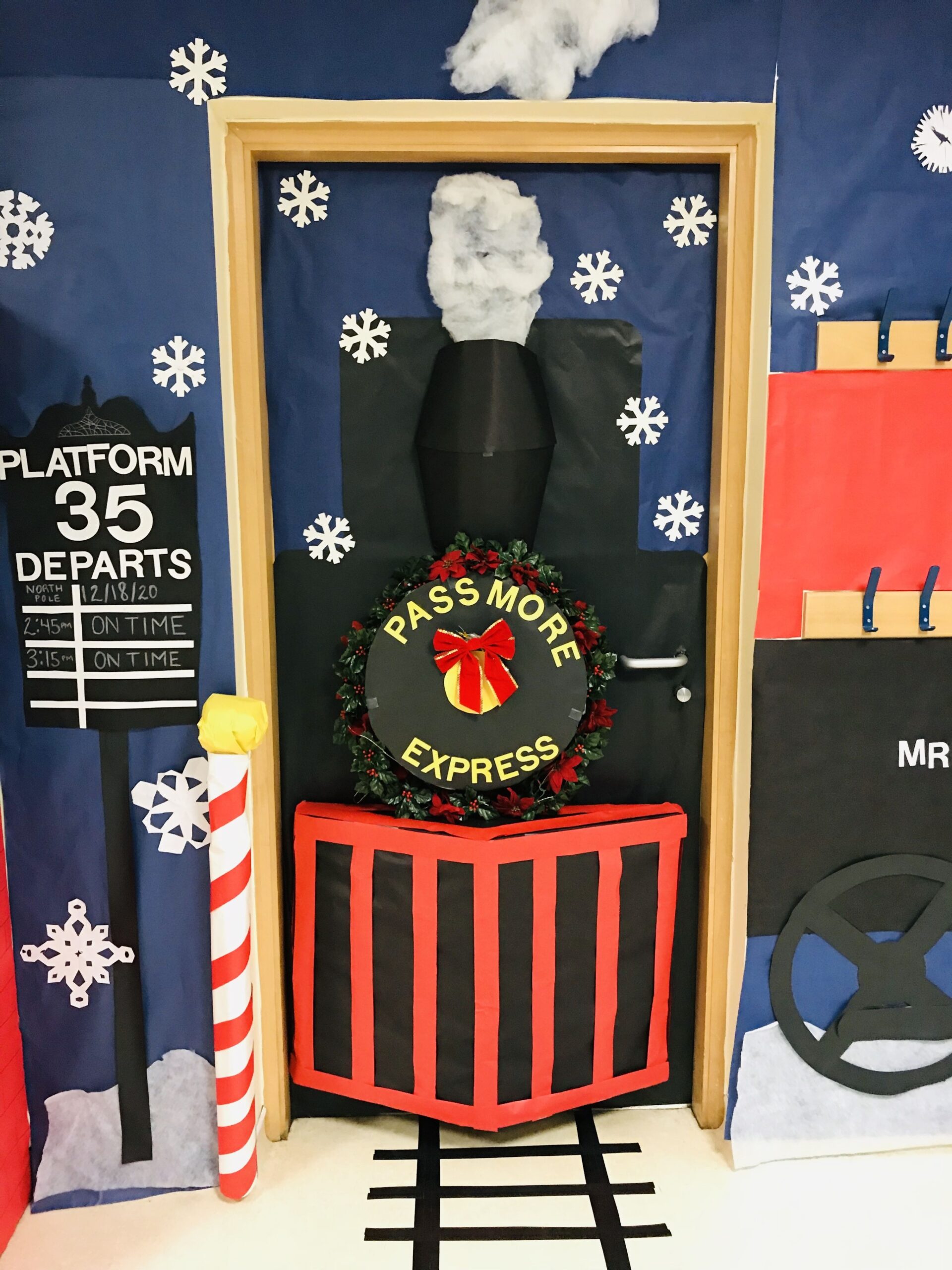 Get On Board With Festive Door Decorations Polar Express Style!